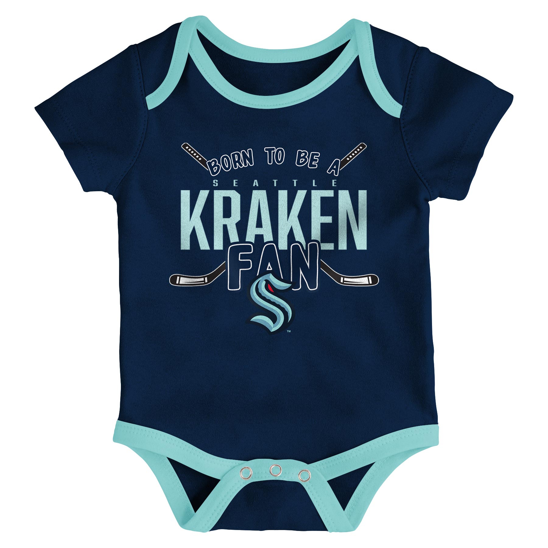 Seattle Kraken Game Time NHL Baby Bodysuit Set (3-Piece)
