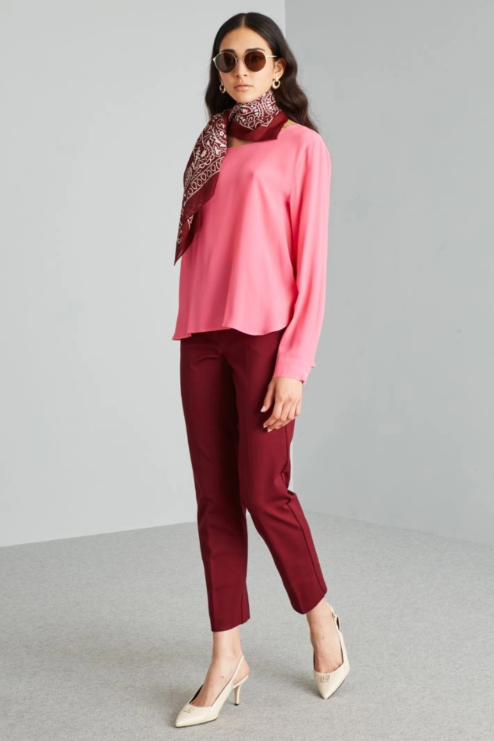 Asymmetric crepe blouse - VIVID PINK