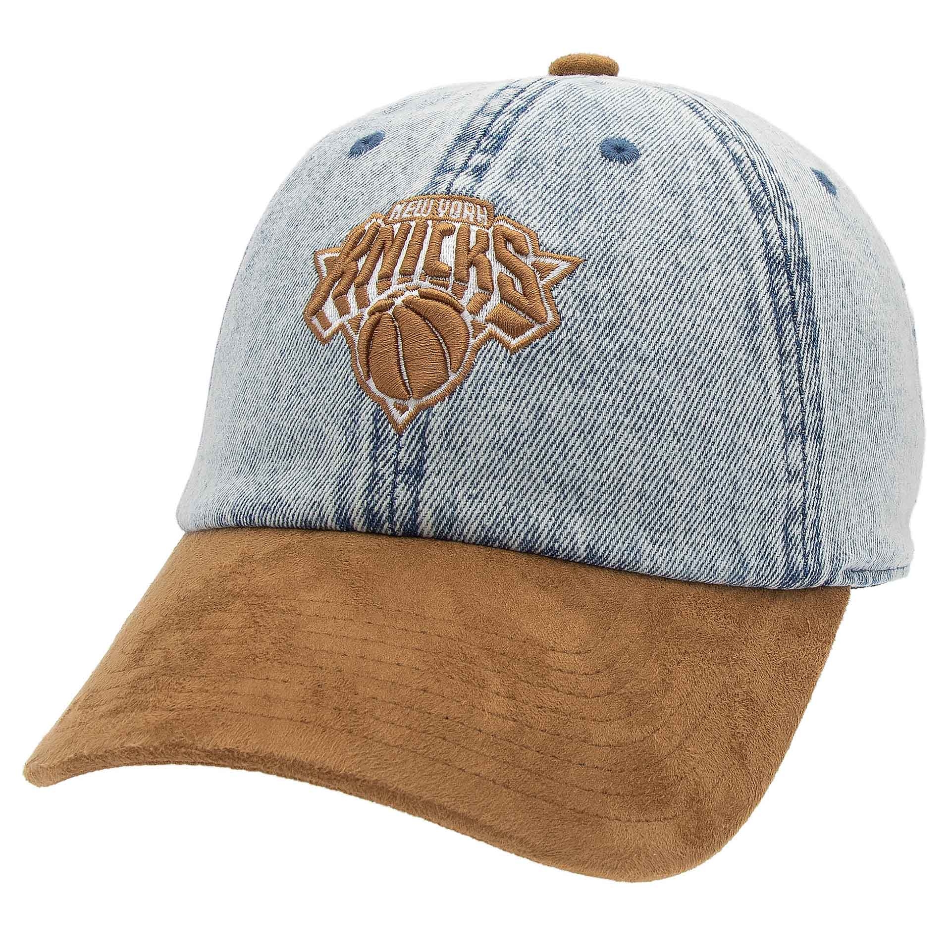 New York Knicks Denim Suede 1904 Strapback NBA Cap Blue/Brown