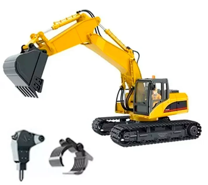 HUINA 1/14 SCALE RC EXCAVATOR 2.4G 15CH w/DIE CAST BUCKET (+DRILL+GRIPPER) 1535-1 HUI1535-1