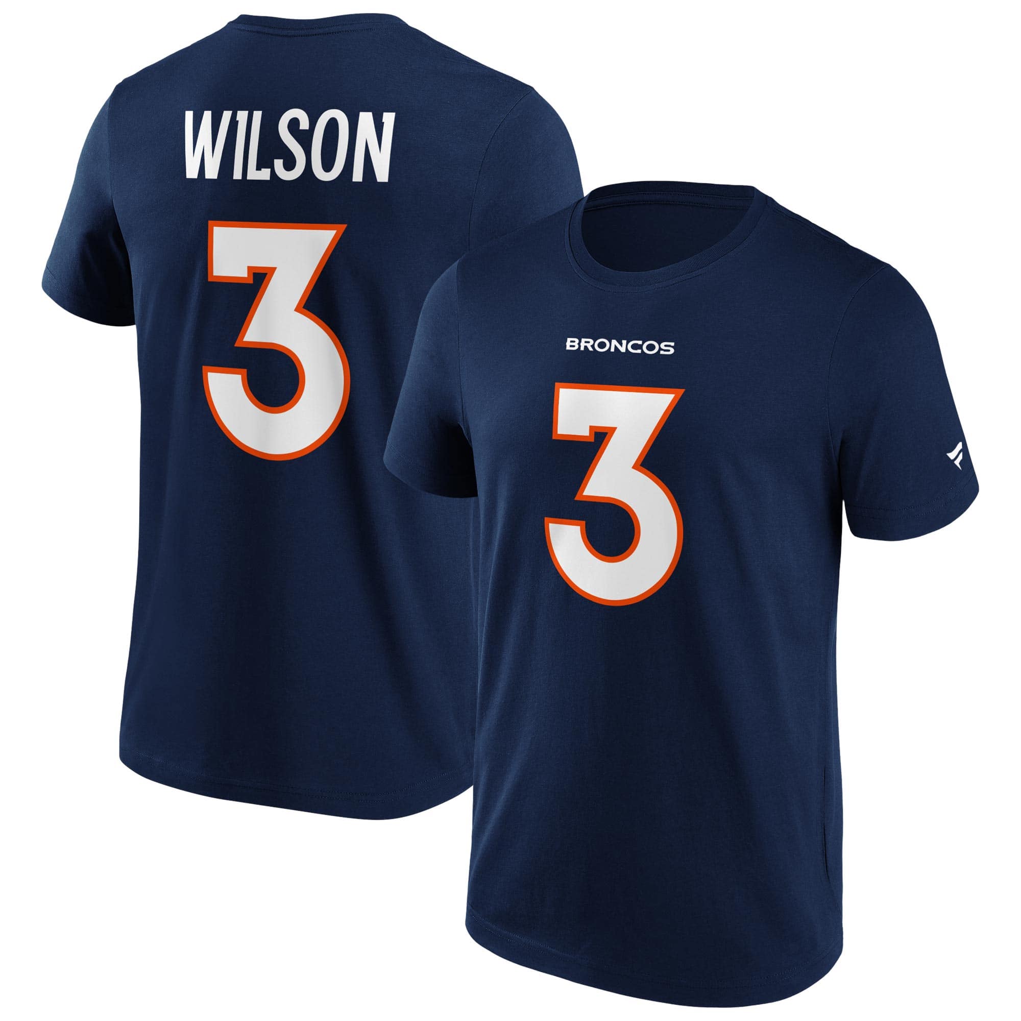 Russell Wilson #3 Denver Broncos Iconic Player NFL T-Shirt Navy
