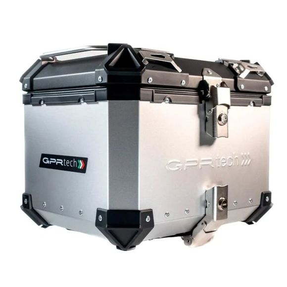 GPR Tech ALPI-TECH Aluminum Top Case - 35 Liters + Universal Mounting Plate - GrayRef: GTE0054