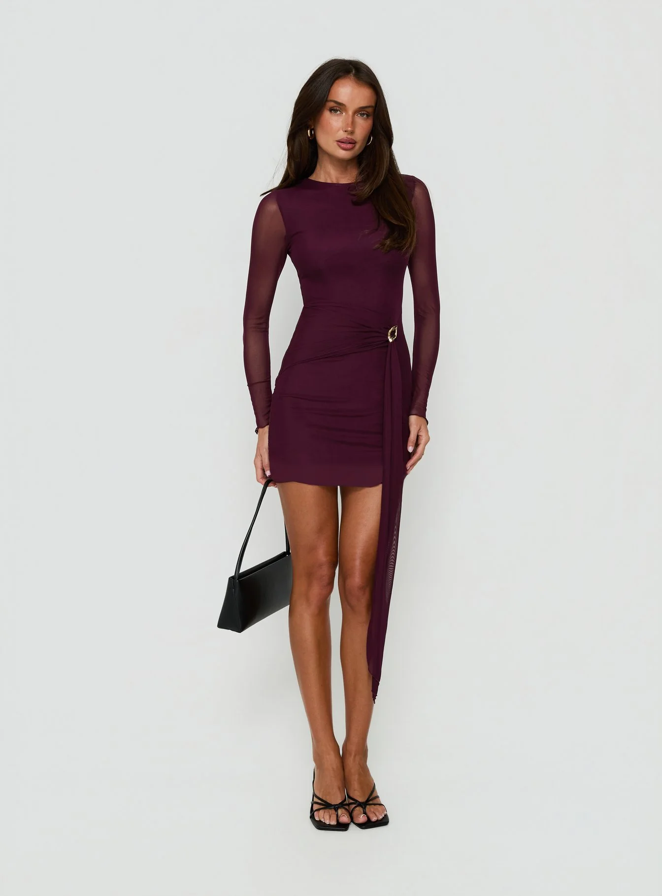 Dreww Long Sleeve Mini Dress Berry