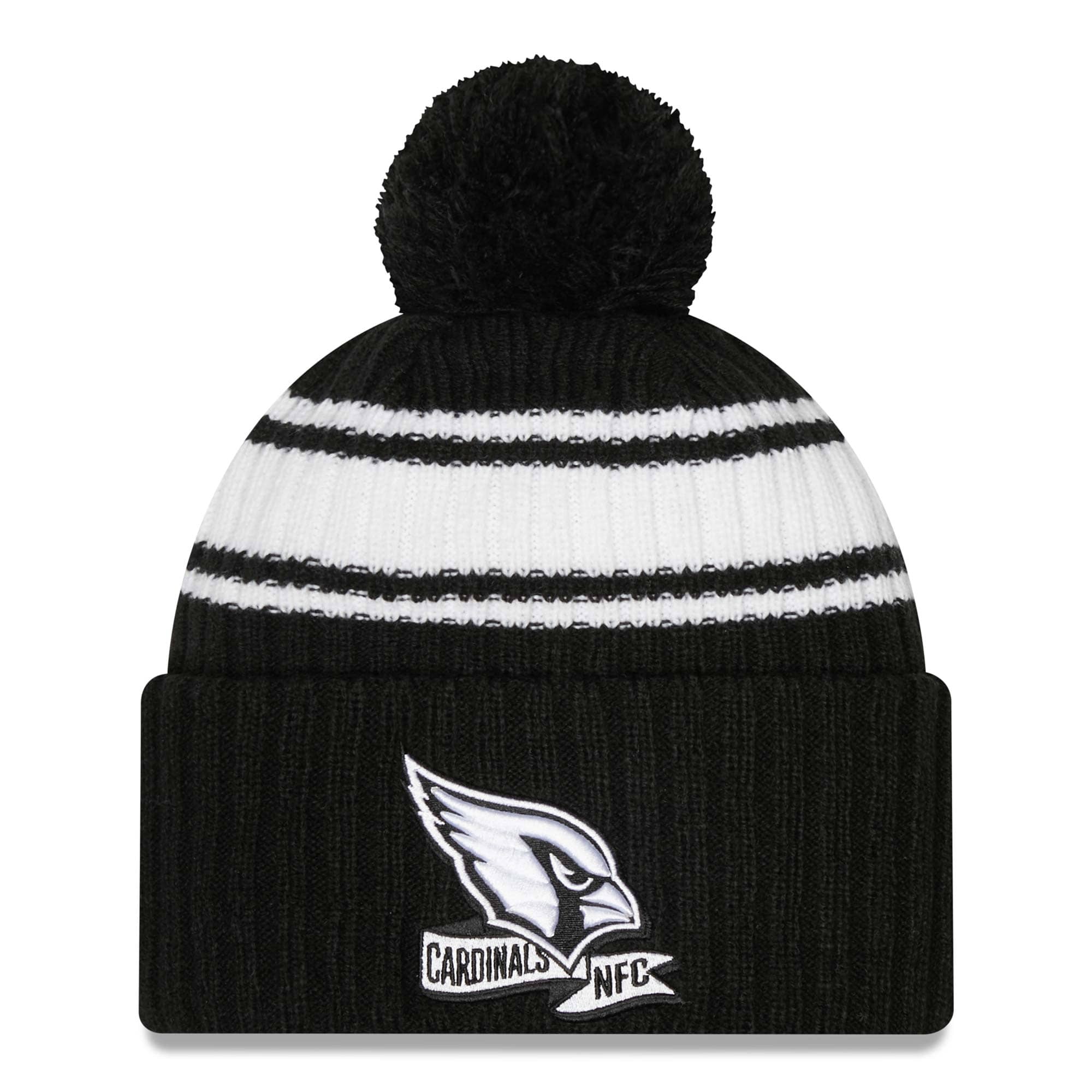 Arizona Cardinals Official 2022 NFL Sideline New Era Sport Knit Hat Black & White