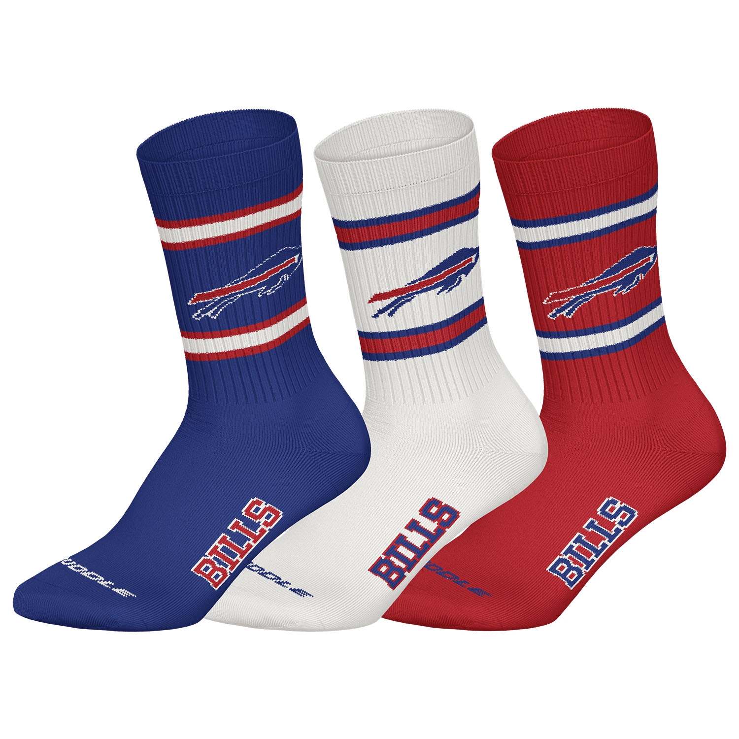 Buffalo Bills Team Set NFL Crew Socks (3-Pack)