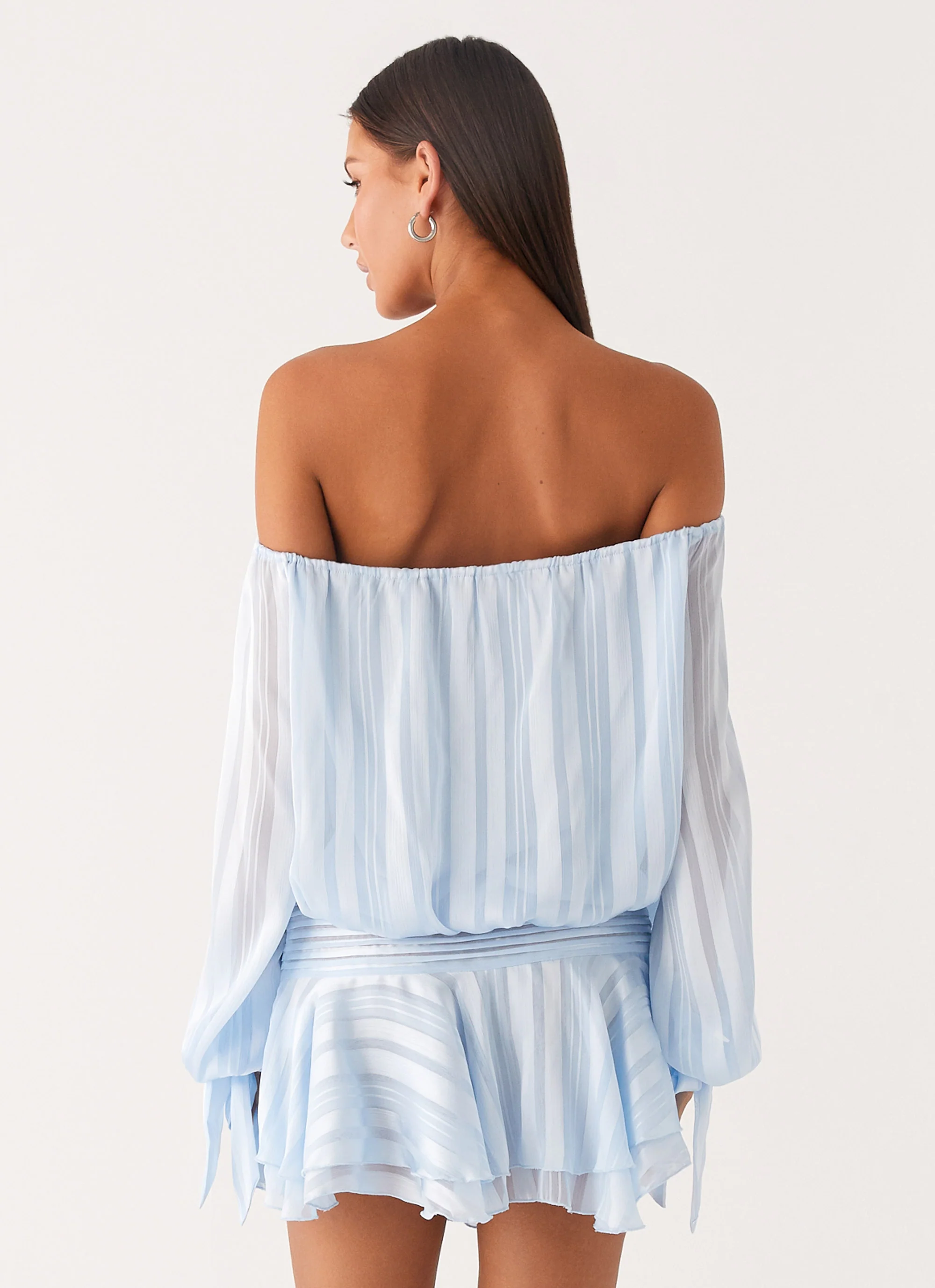 Eira Balloon Sleeve Mini Dress - Baby Blue