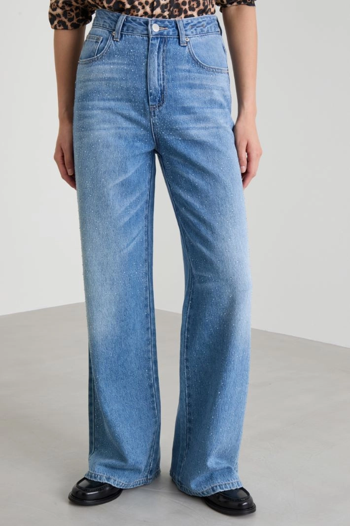 Rhinestone-embellished jeans - LIGHT BLUE