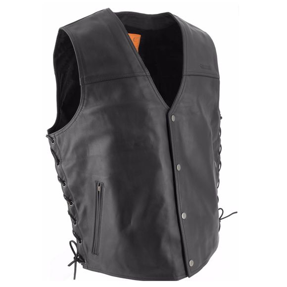 Gilet moto Soubirac CUIR LACET - NoirRef : SB0092