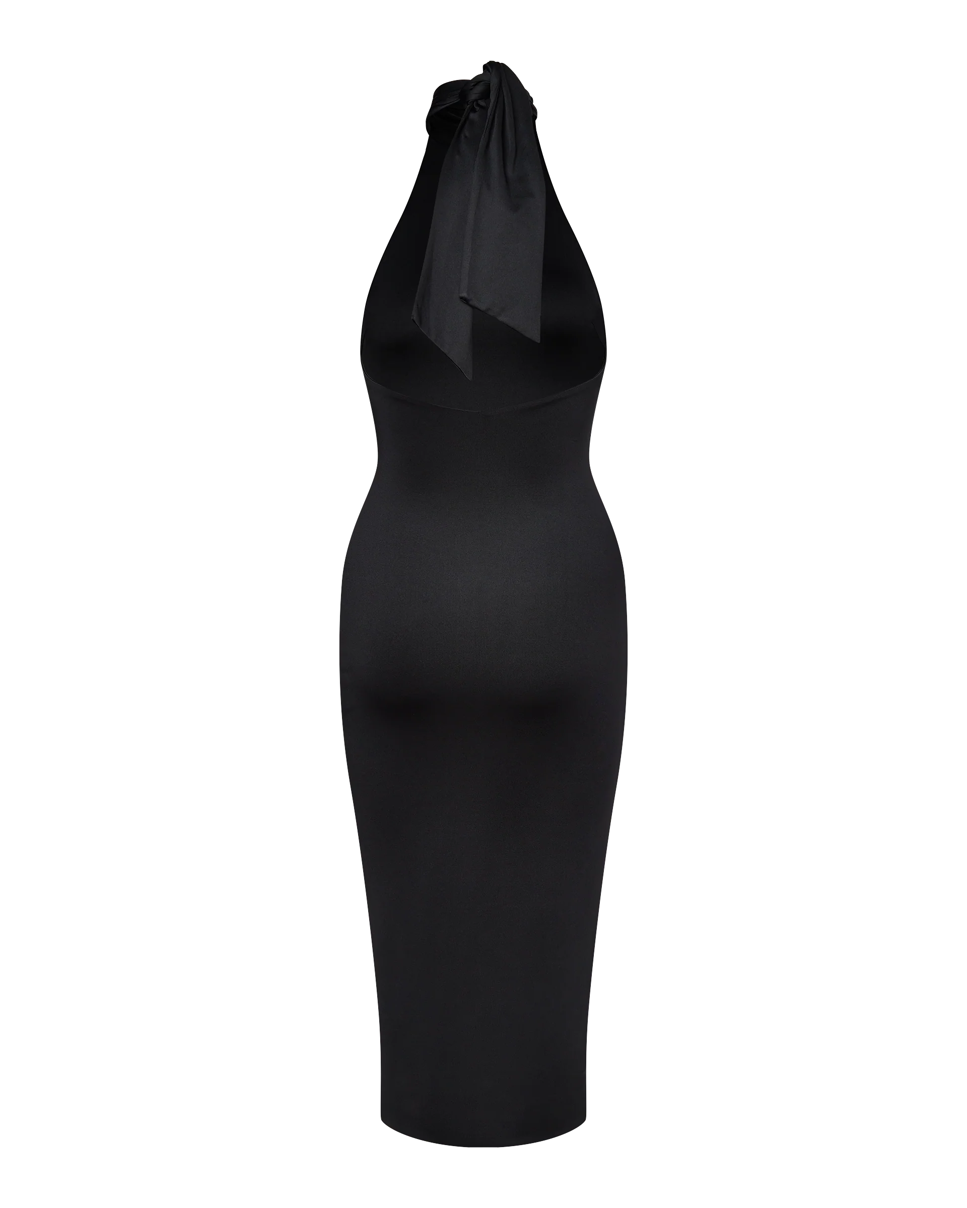 Cleo Halter Tie Midi Dress - Black