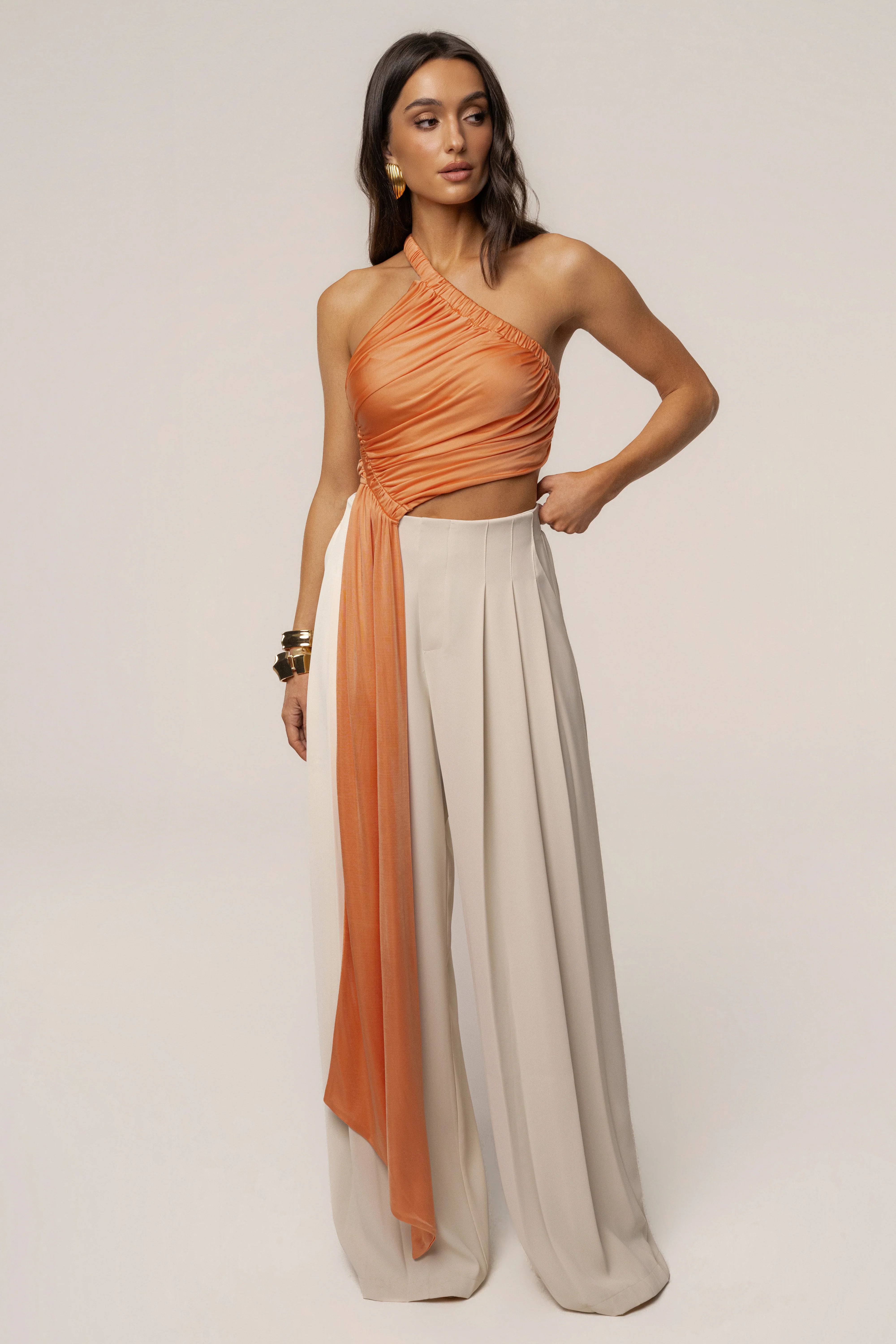 Peach Spotlight Draped Top