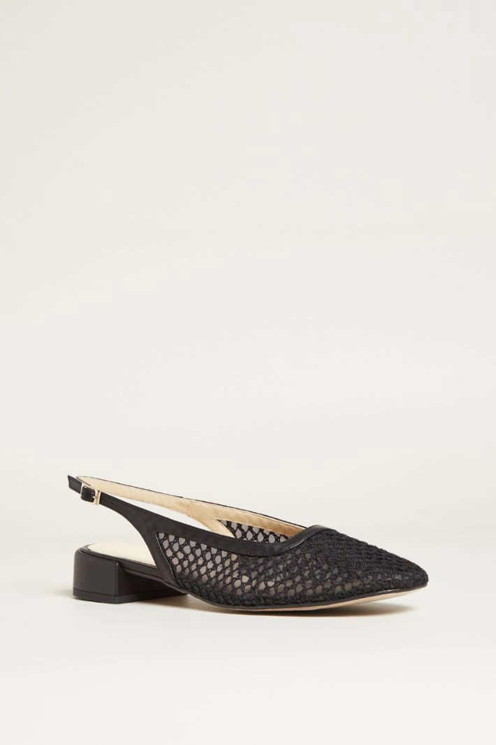 Textured slingbacks - BLACK