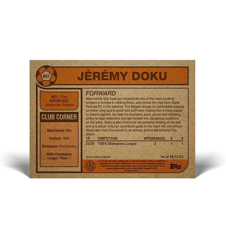 Topps UK - UCC Living Set Card #607 - Jérémy Doku