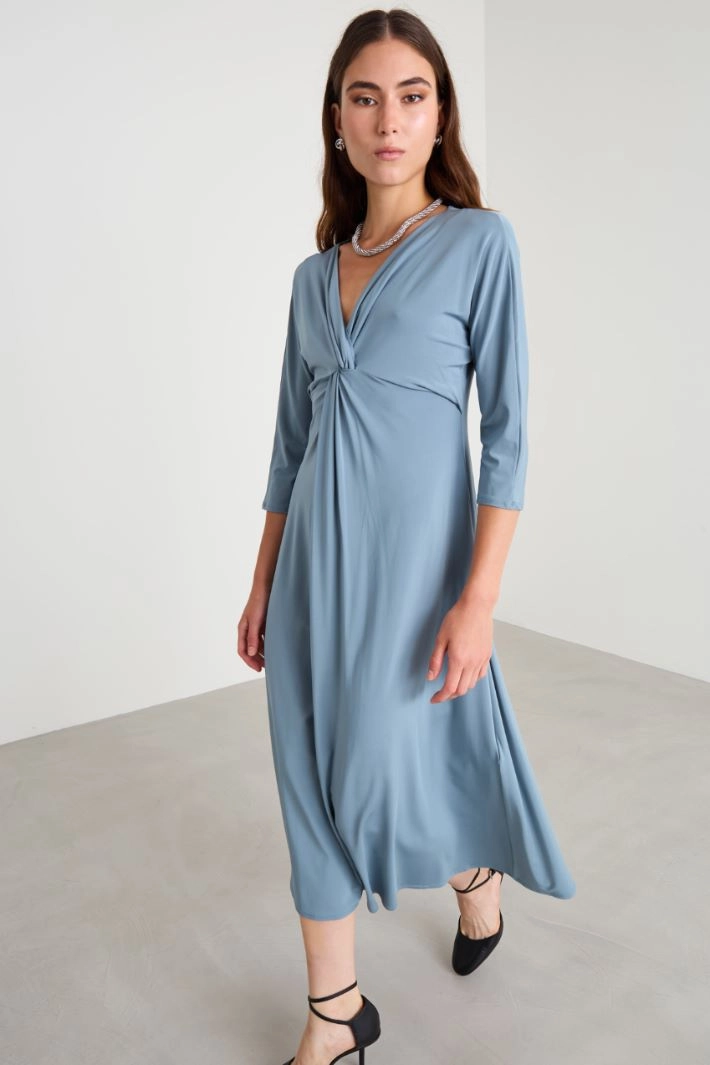 Midi dress in viscose blend jersey - POWDER LIGHT BLUE