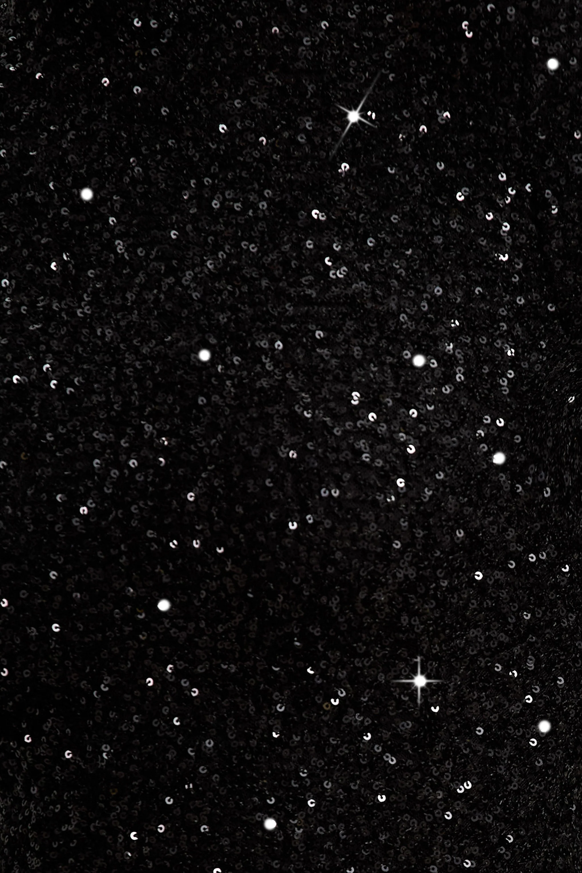 Galaxy | Black Sequin Turtle-Neck Long-Sleeve Maxi Dress