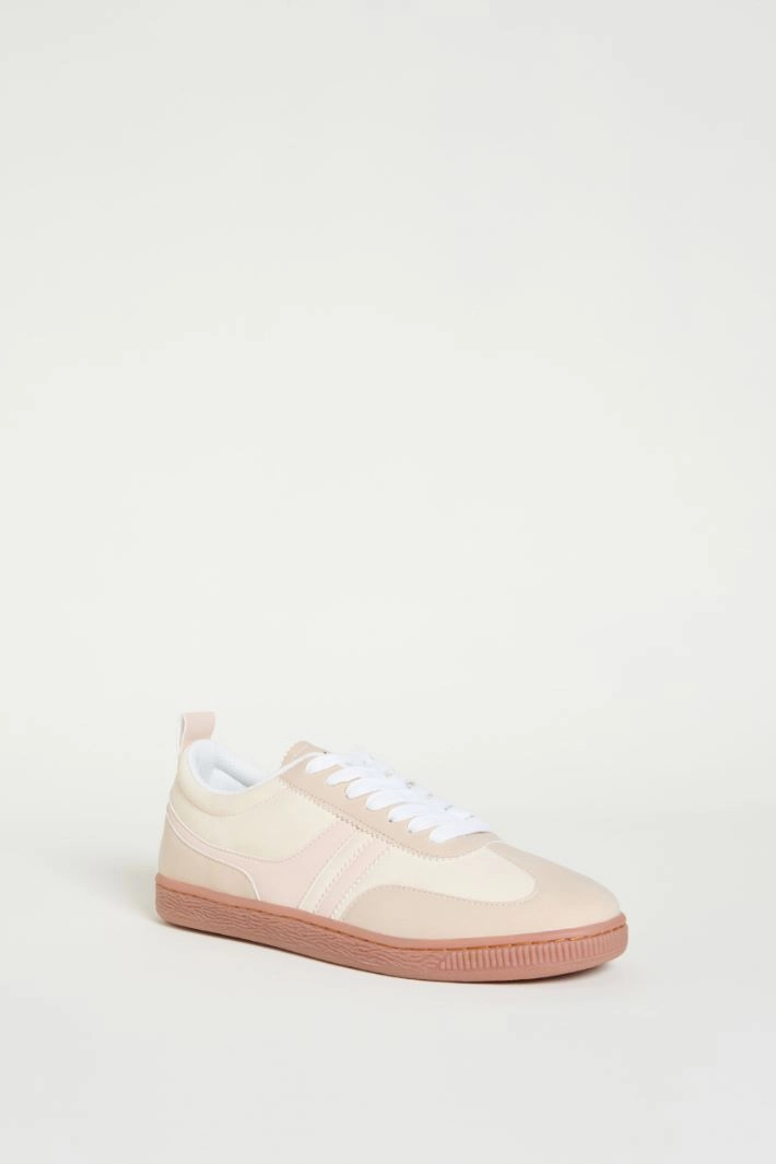 Colour-block jersey trainers - BEIGE