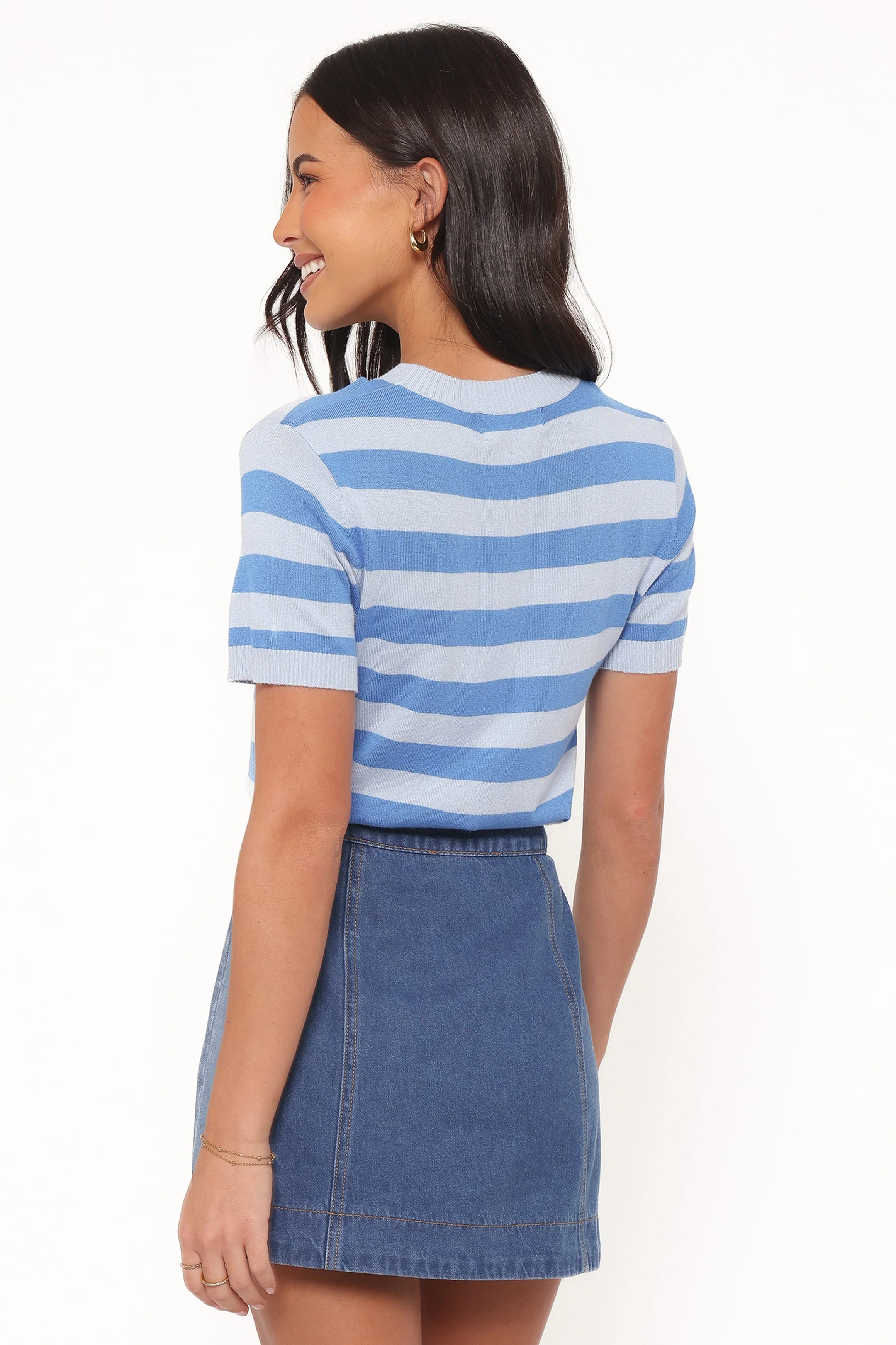 Sara Button Front Denim Mini Skirt - Dark Wash