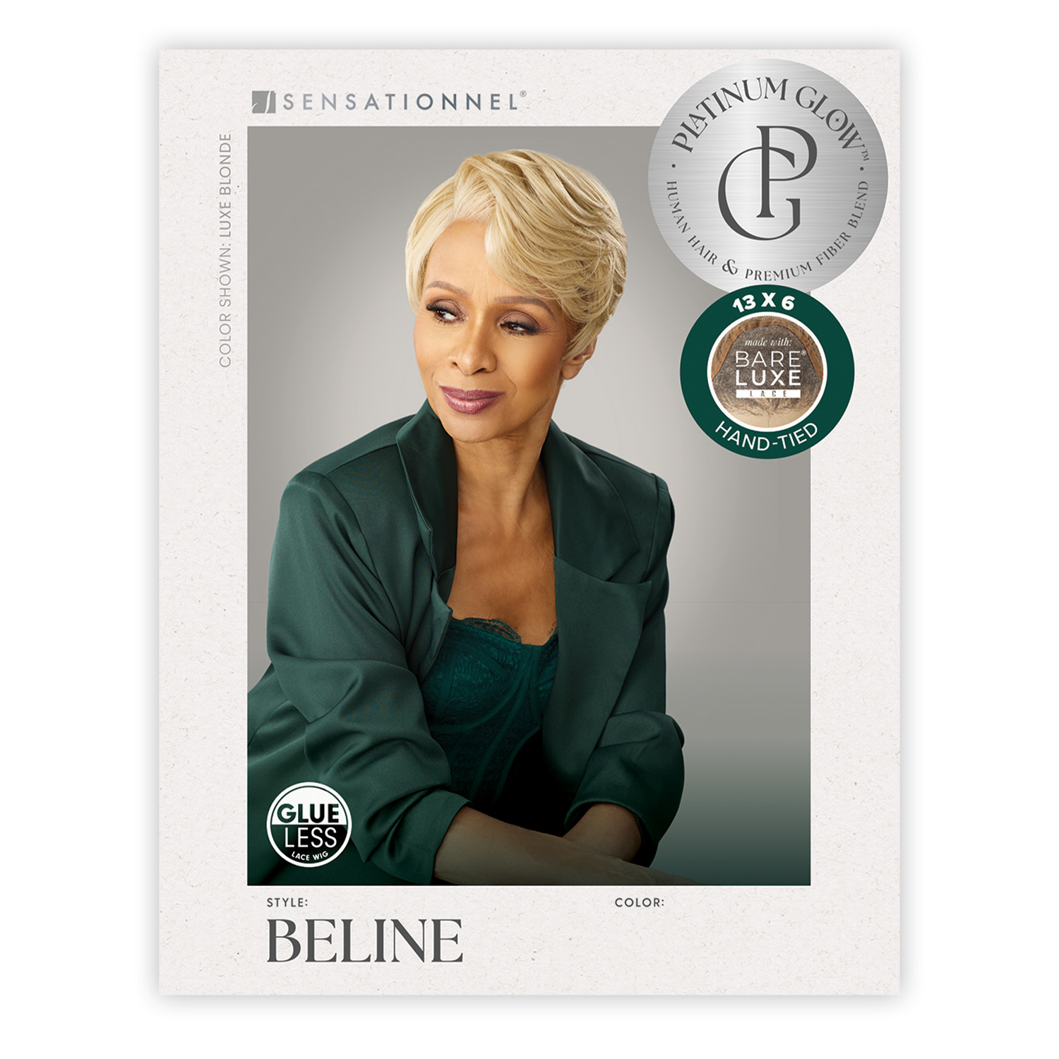 Sensationnel Human Hair Blend Lace Front Wig BareLace Glueless 13X6 Platinum Glow Beline