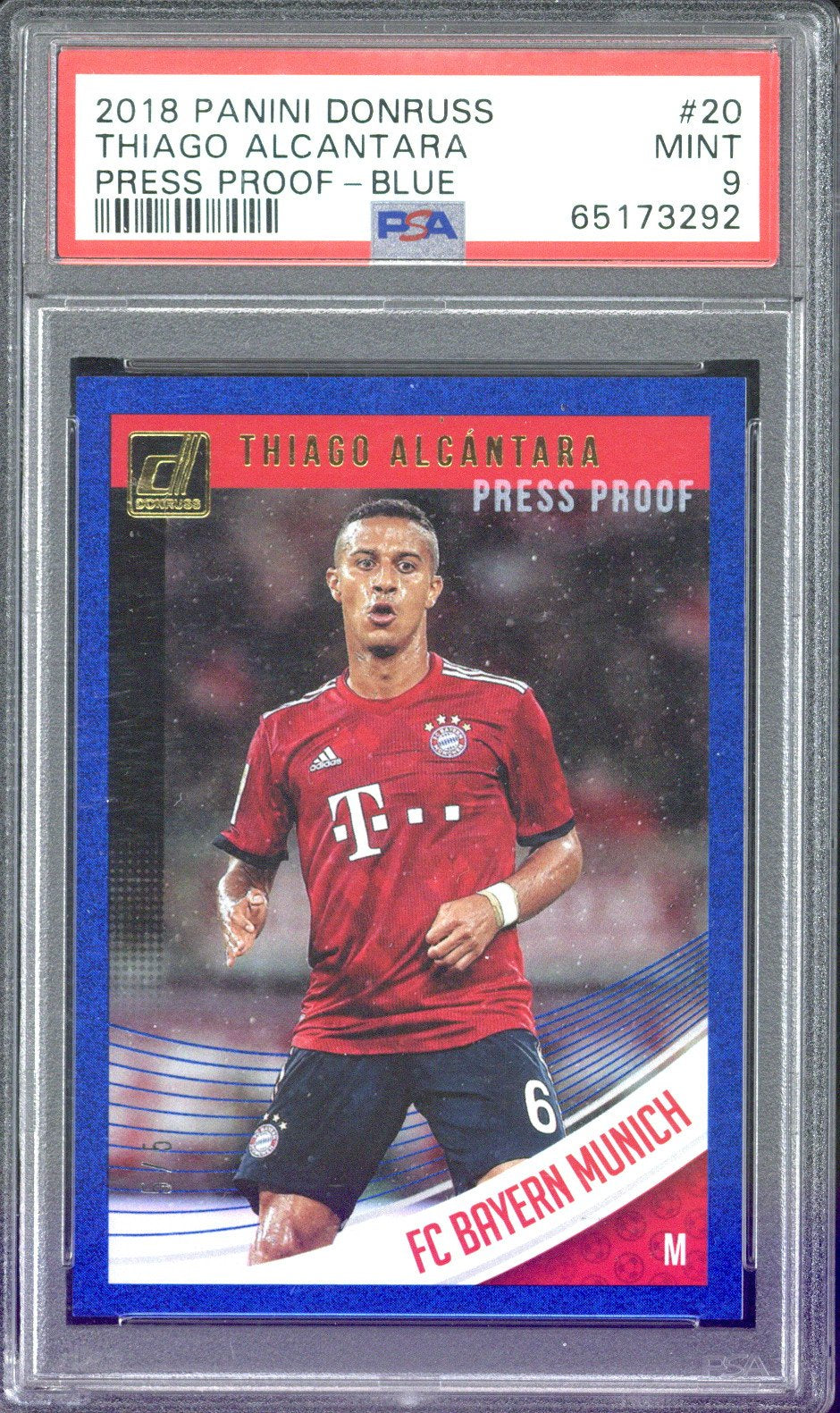 2018 Panini Donruss Thiago Alcantara Press Proof - Blue /5 #20 PSA 9