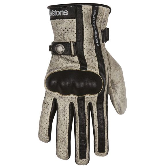 Gants Helstons EAGLE CUIR SOFT - Beige / NoirRef : HS0744