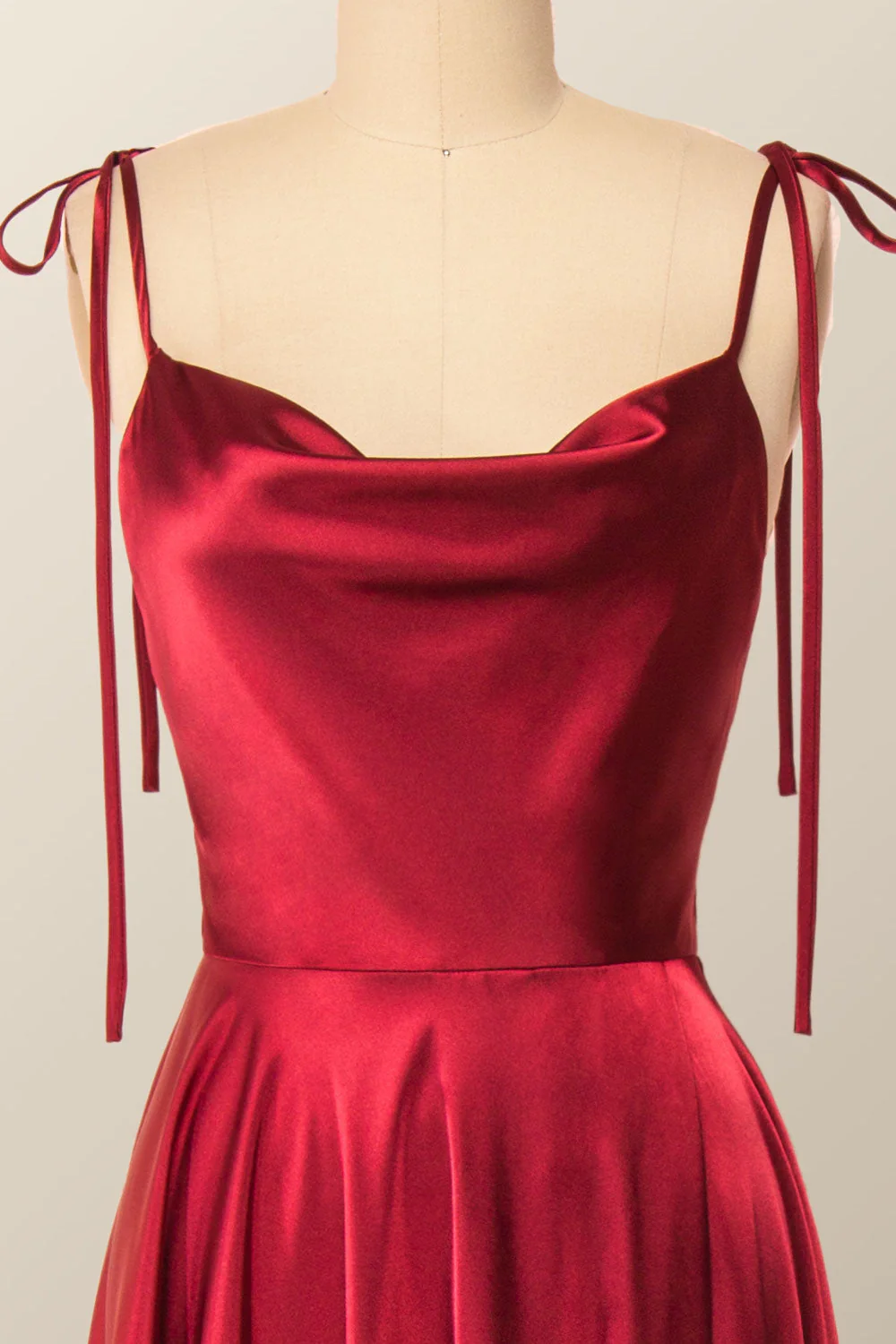 Princess Red A-line Long Dress with Tie Shoulders