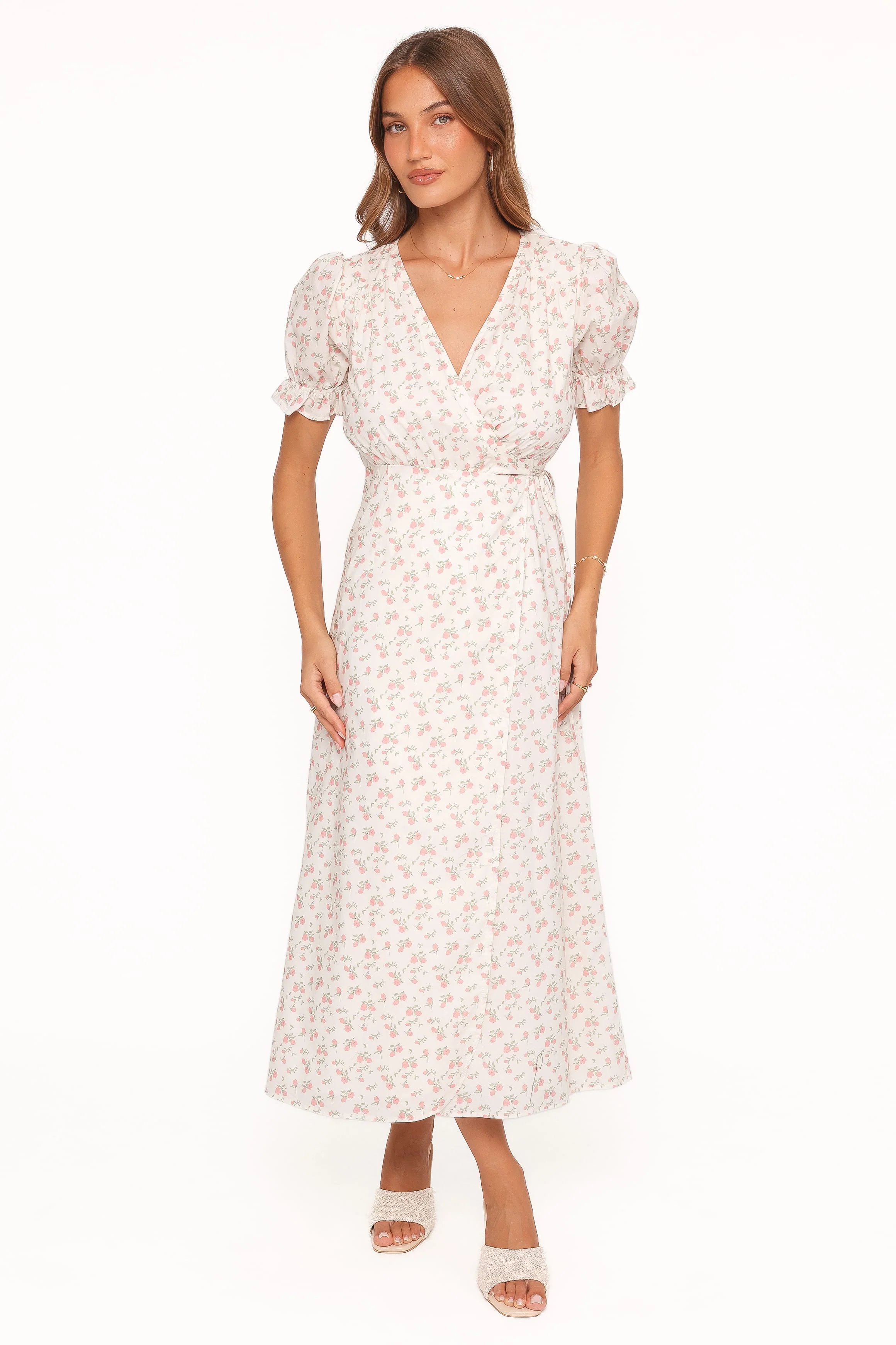 Mabella Midi Dress - Peach Ditsy Floral
