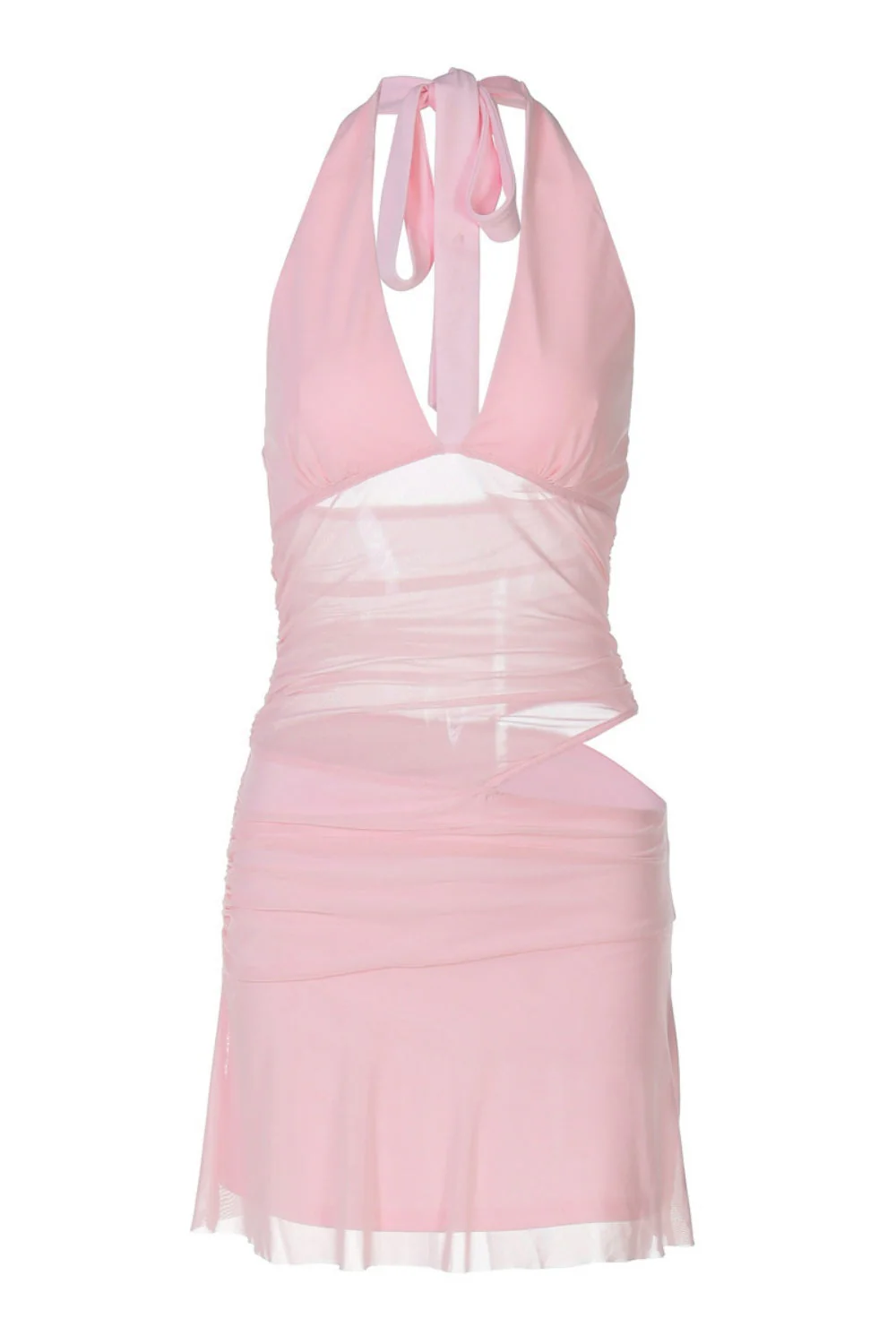 Sexy Pink Halter Cutouts Dress
