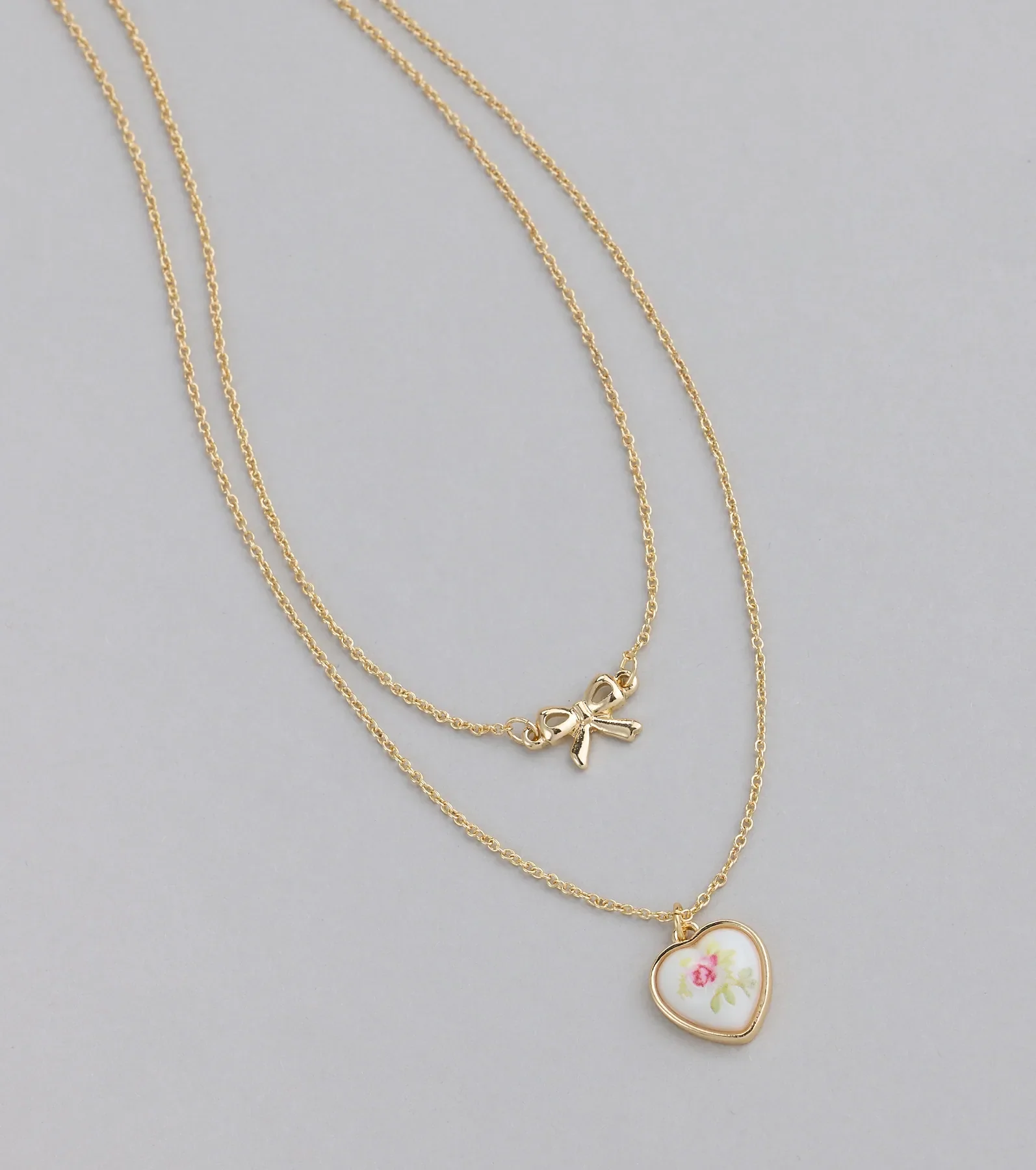 From The Heart Bow Layered Necklace