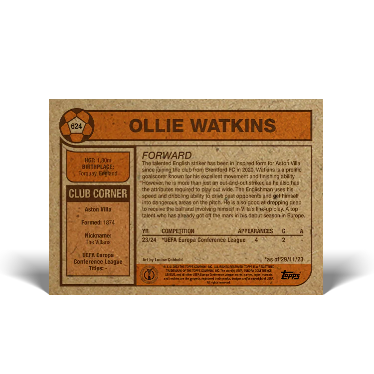 Topps UK - UCC Living Set Card #624 - Ollie Watkins