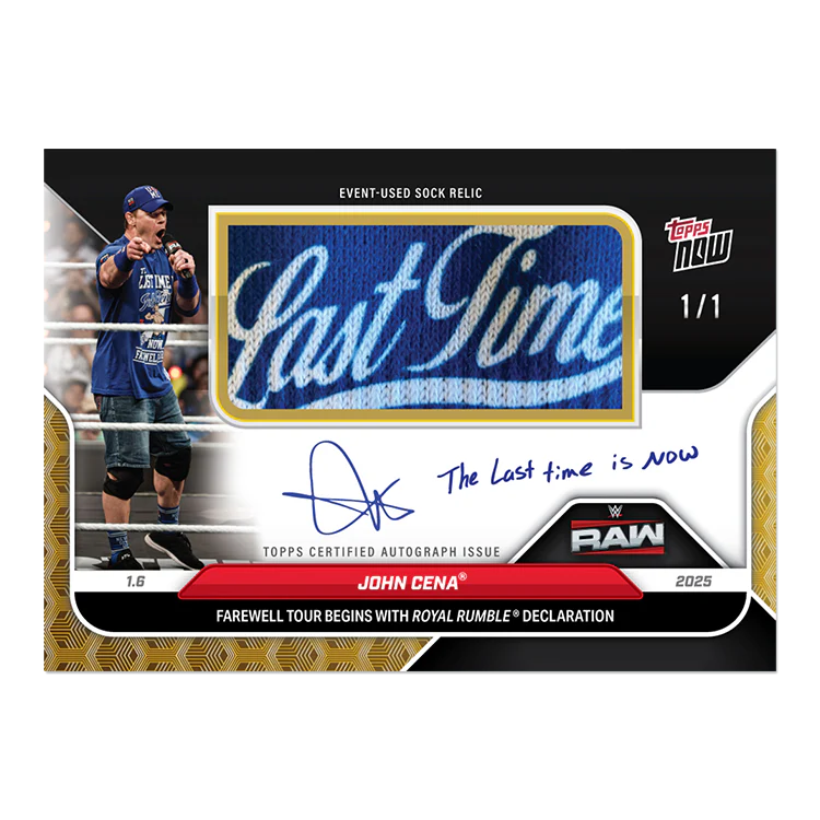 John Cena - 2025 WWE Topps NOW® Card 4 - LOOK FOR RELICS OR AUTO-RELICS