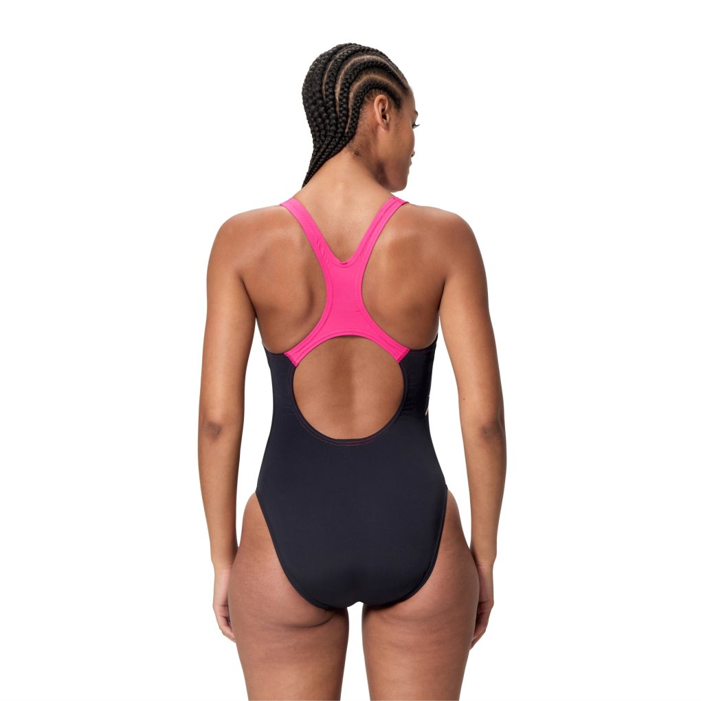 Speedo Medley Logo Medalist Swimsuit Women - anthracite/margarita pink