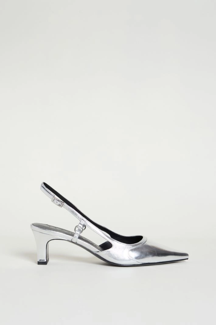 Leather slingbacks - SILVER
