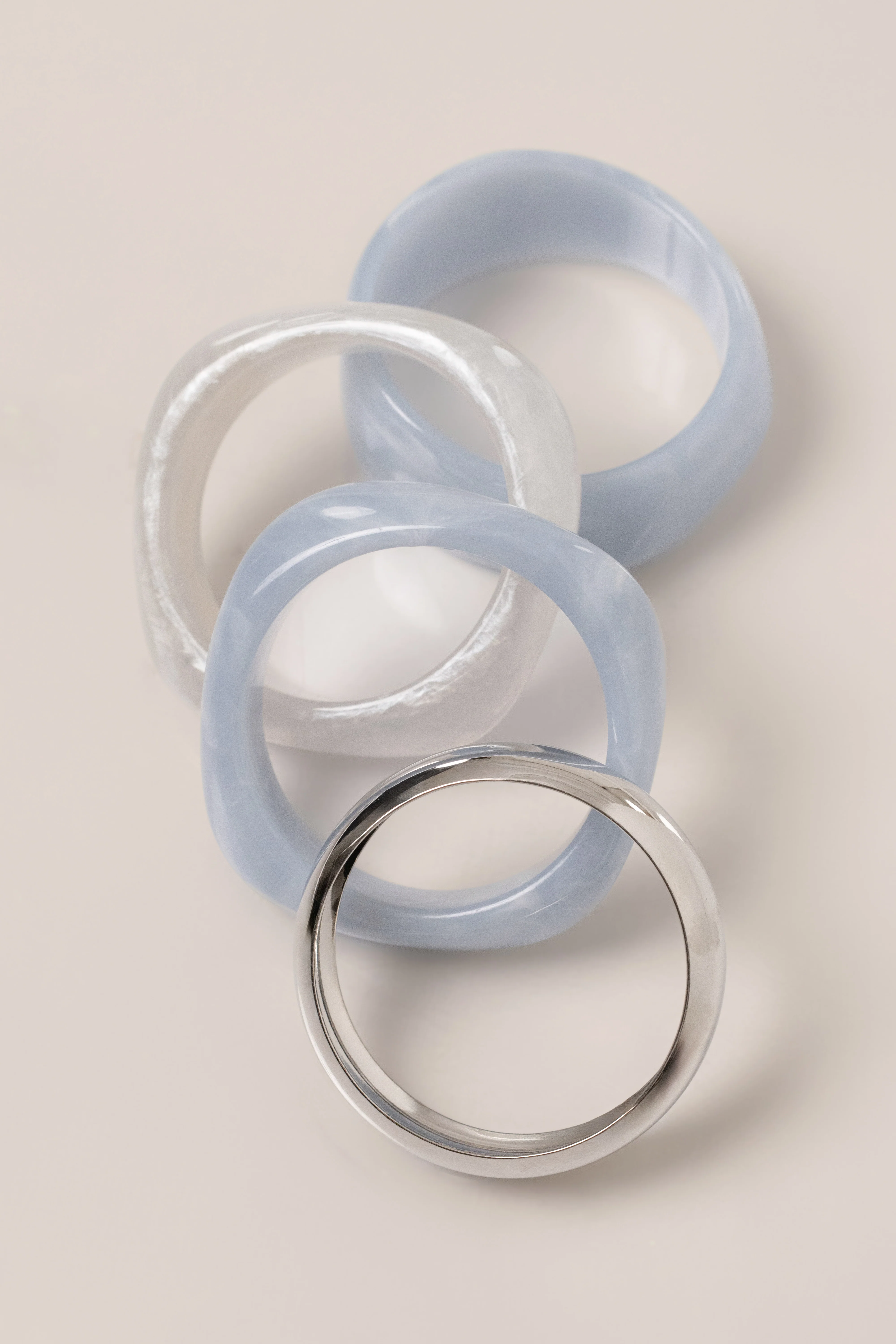 Blue Marbled Resin Bangle Set