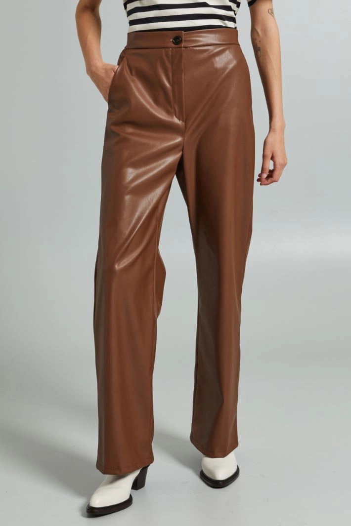 Coated fabric trousers - LEATHER