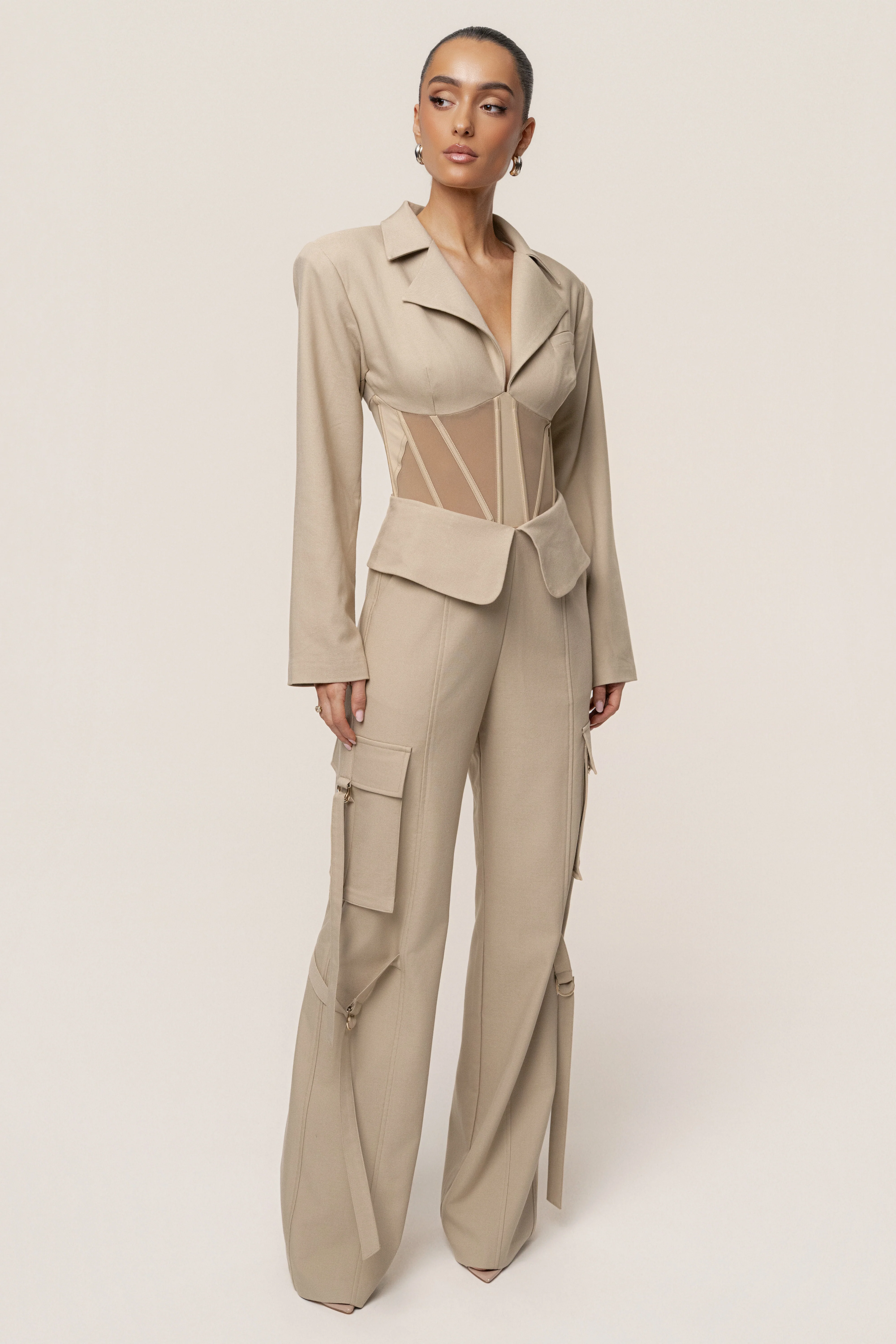 Stone Downtown Blazer Bodysuit
