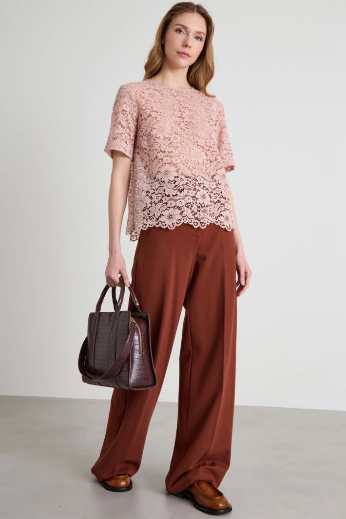 Jersey palazzo trousers - BROWN