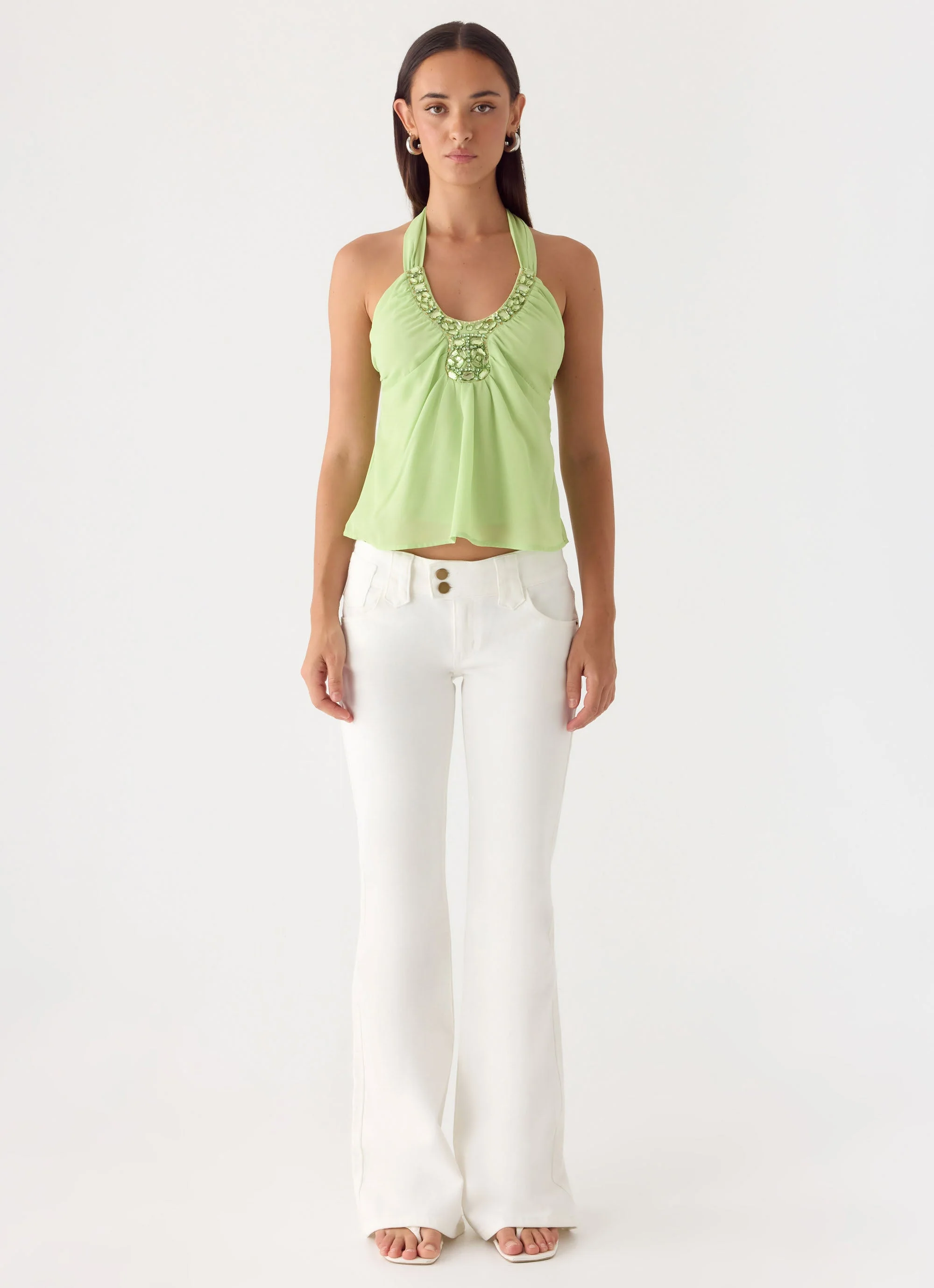 Never Stop Me Embellished Top - Lime