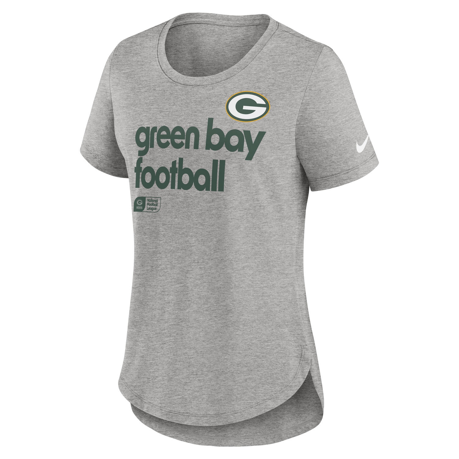 Green Bay Packers Nike Triblend Football NFL T-Shirt Gray (Women's)