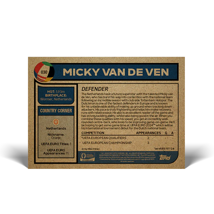 Road to UEFA EURO 2024 Living Set Card 30 - Micky Van de Ven