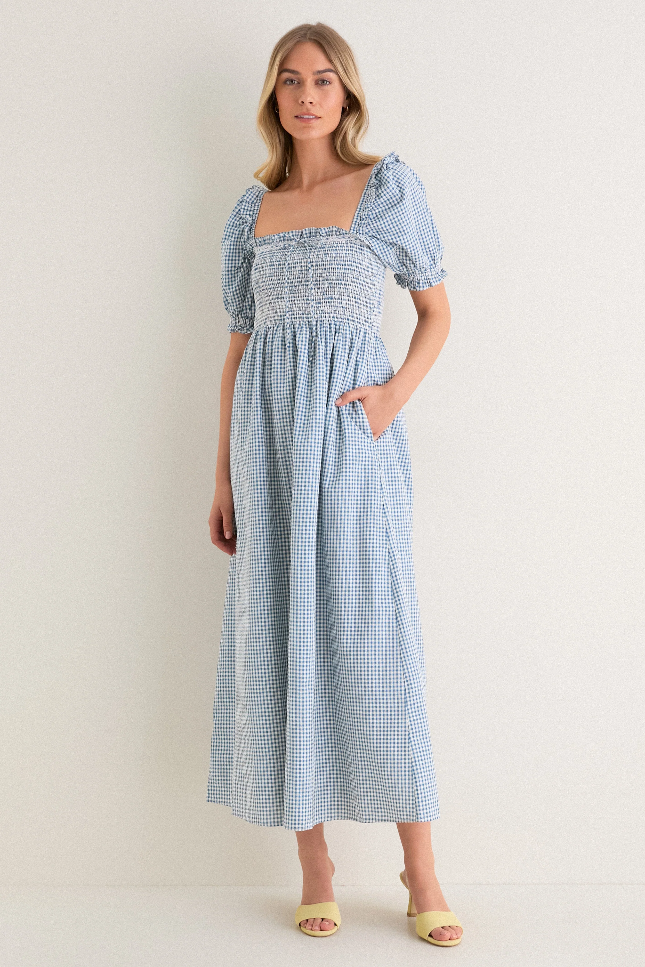 Teal Gingham Scarlett Midi Nap Dress