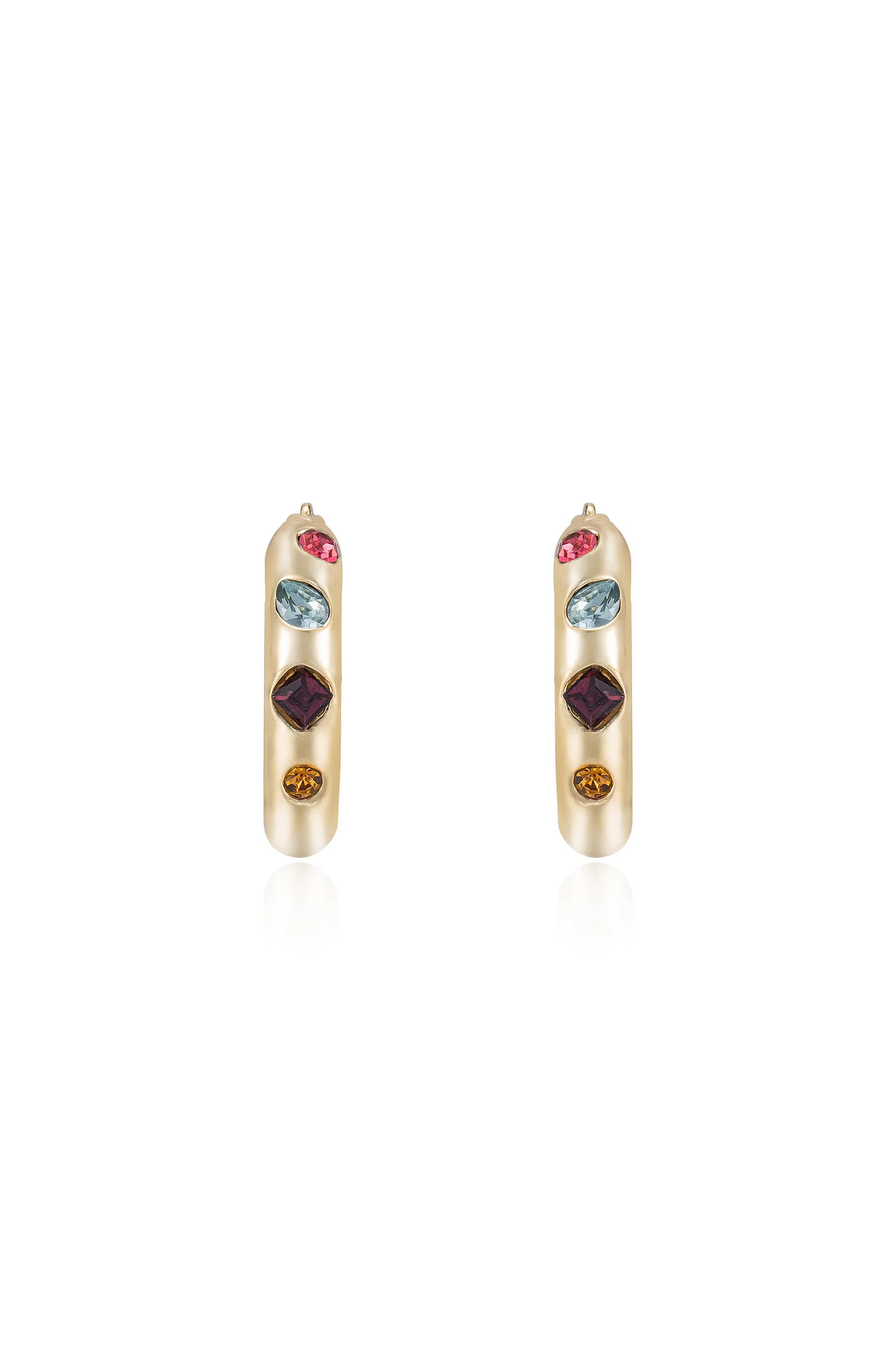 Lively Rainbow Crystal Hoop Earrings