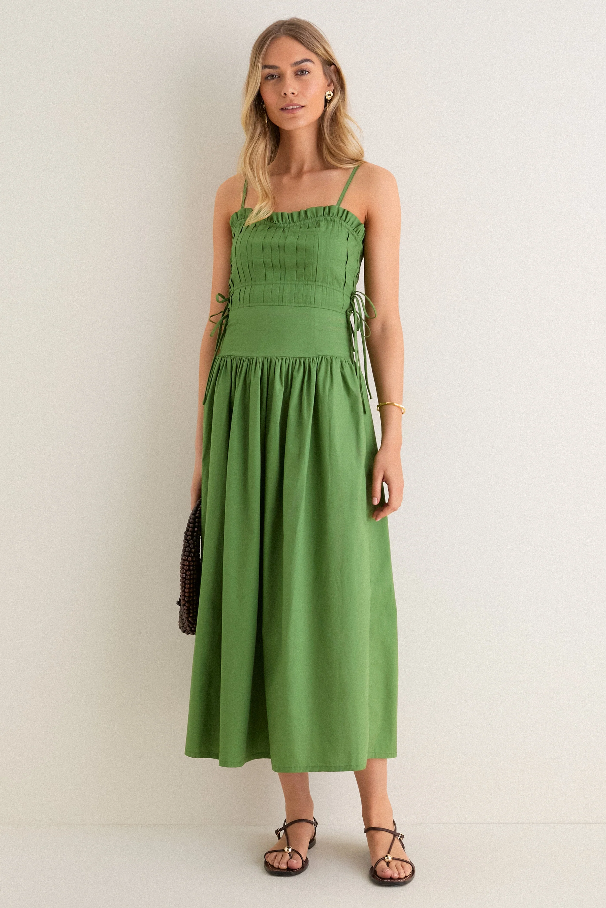 Green Tie Midi Dress
