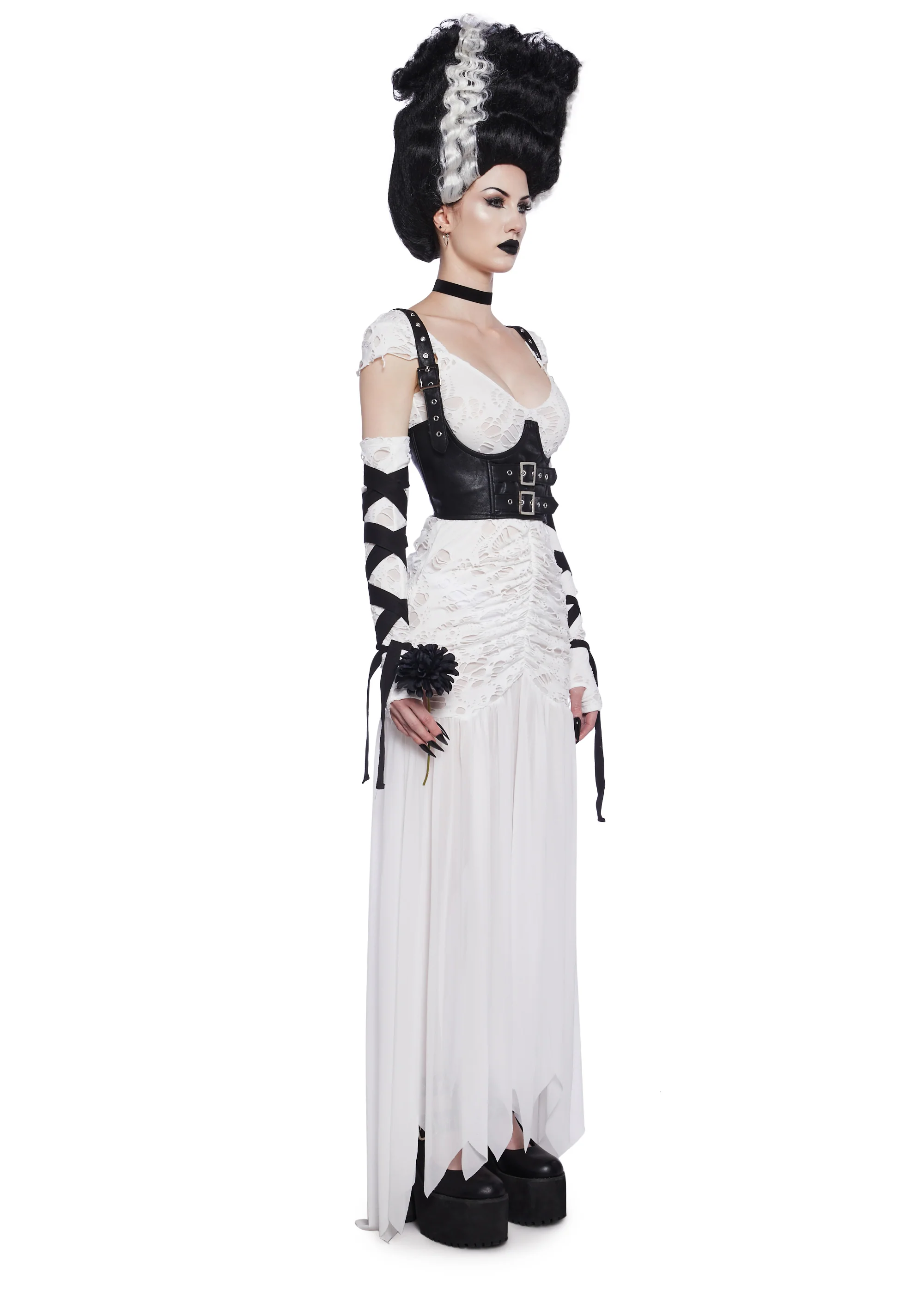 Reanimated Bride Premium Costume And Wig Set