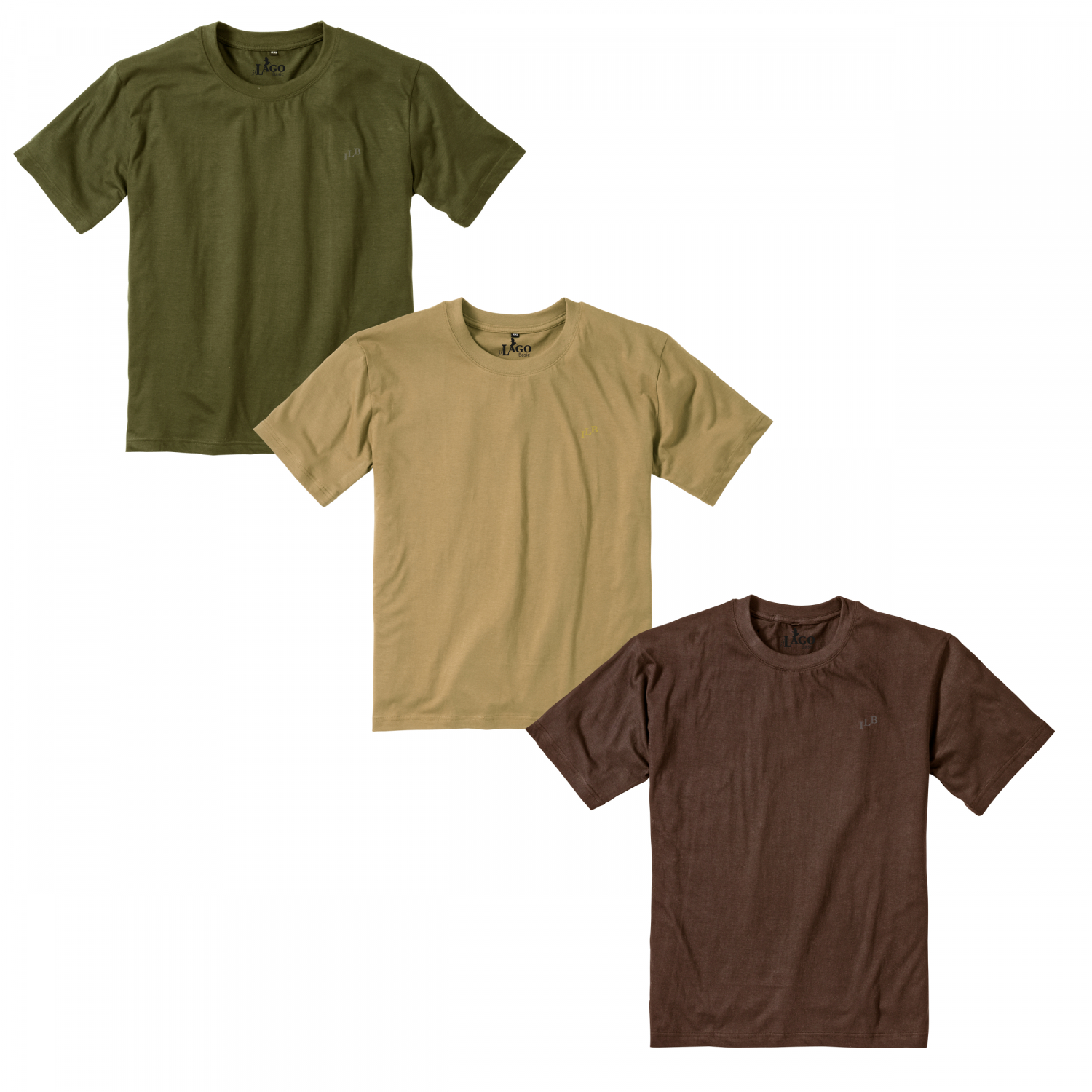 il Lago Basic Set Of 3: T-Shirts Men (Olive\/Beige\/Brown)