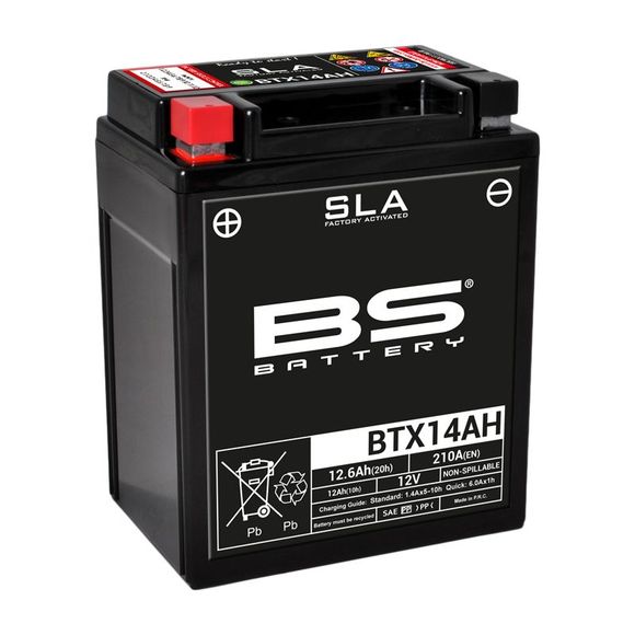 BS Battery SLA YTX14AH/BTX14AH/BB14-A2 Sealed Lead-Acid Type - Maintenance-Free/Ready to UseRef: SLAYTX14AH / 1080676
