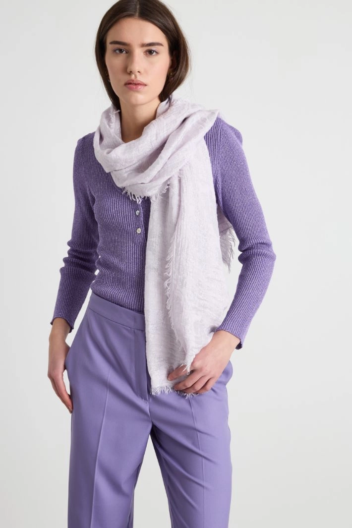 Laminated jacquard stole - LILAC