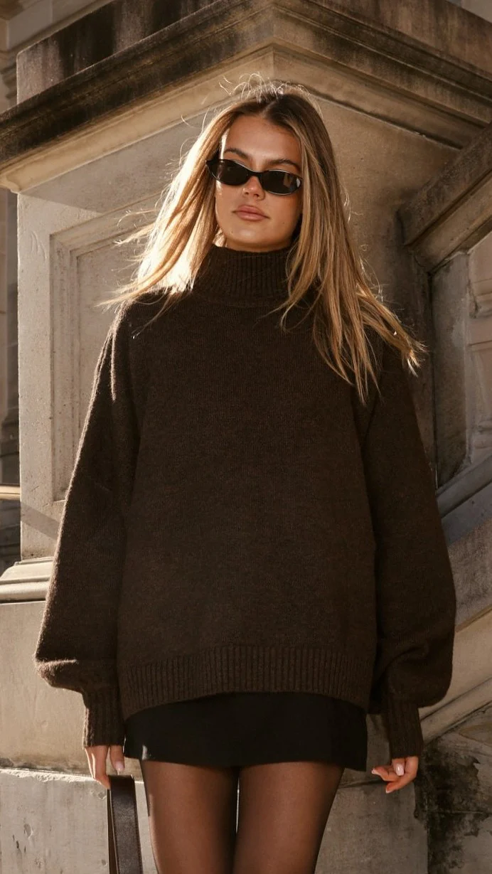 Harita Knitted Sweater - Chocolate