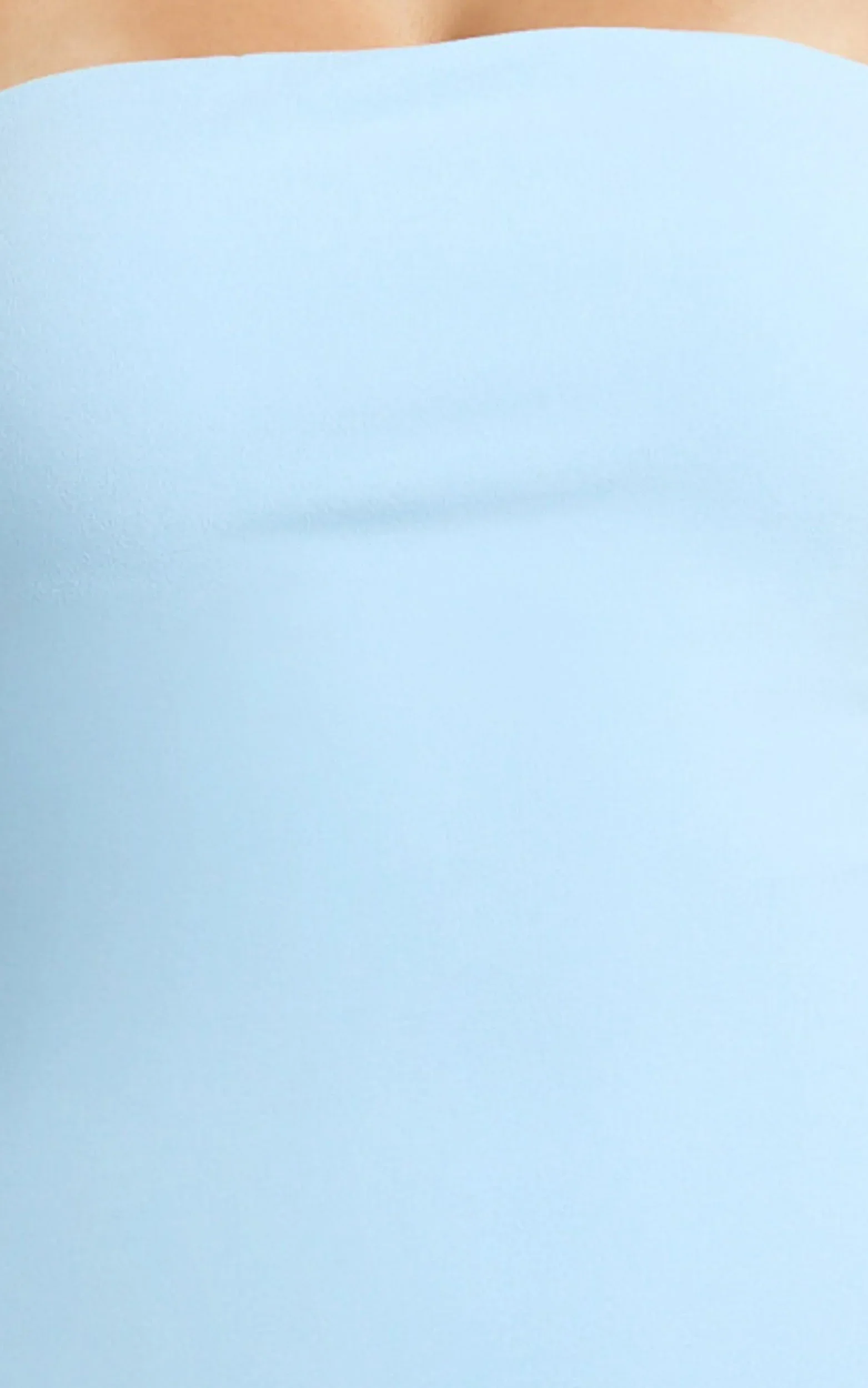 Cherie Midi Dress - Strapless Drop Waist Dress in Blue