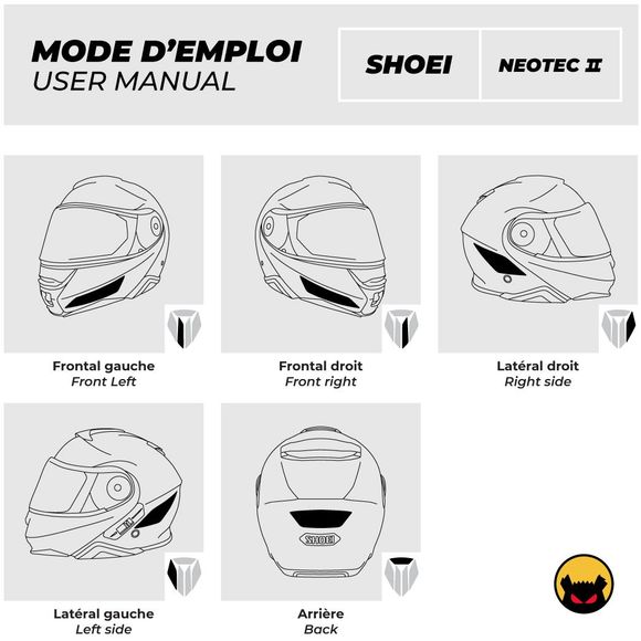 Fear The Yellow Bear REPLICA SHOEI NEOTEC 2 AND 3 Reflective Stickers - WhiteRef: FYB0008