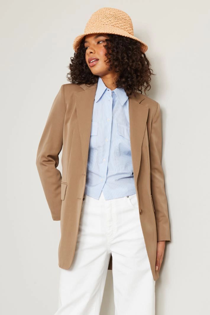 Textile paper cloche hat - BEIGE