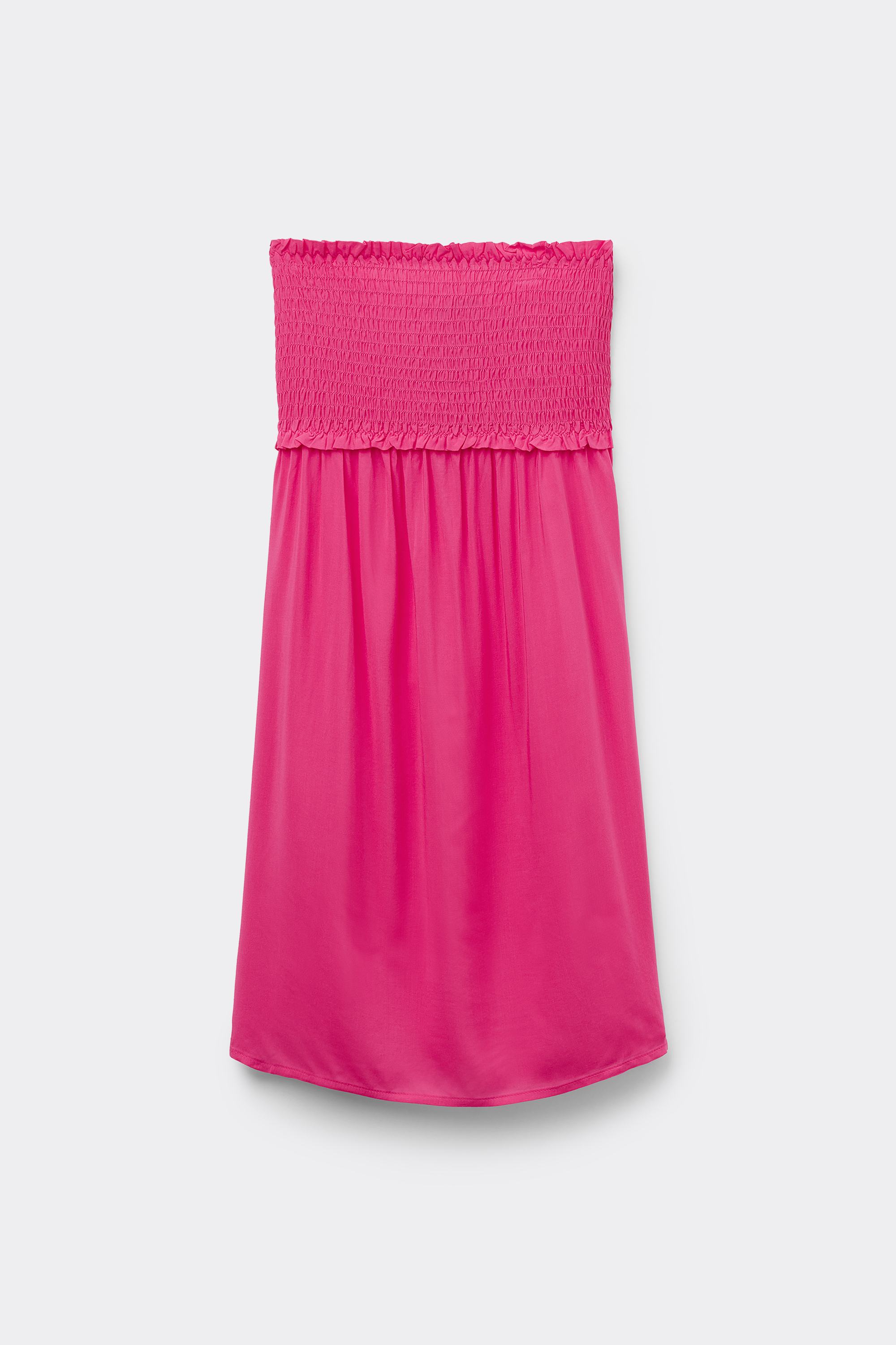 Short Bandeau Smock Stitch Viscose Fabric Dress